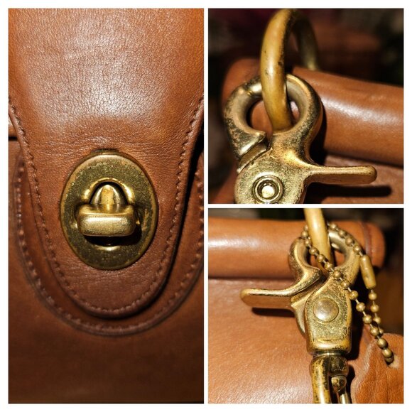 Vintage Coach Willis Glove Tanned Leather Satchel Crossbody Bag Turn Lock 1995 - Picture 7 of 13